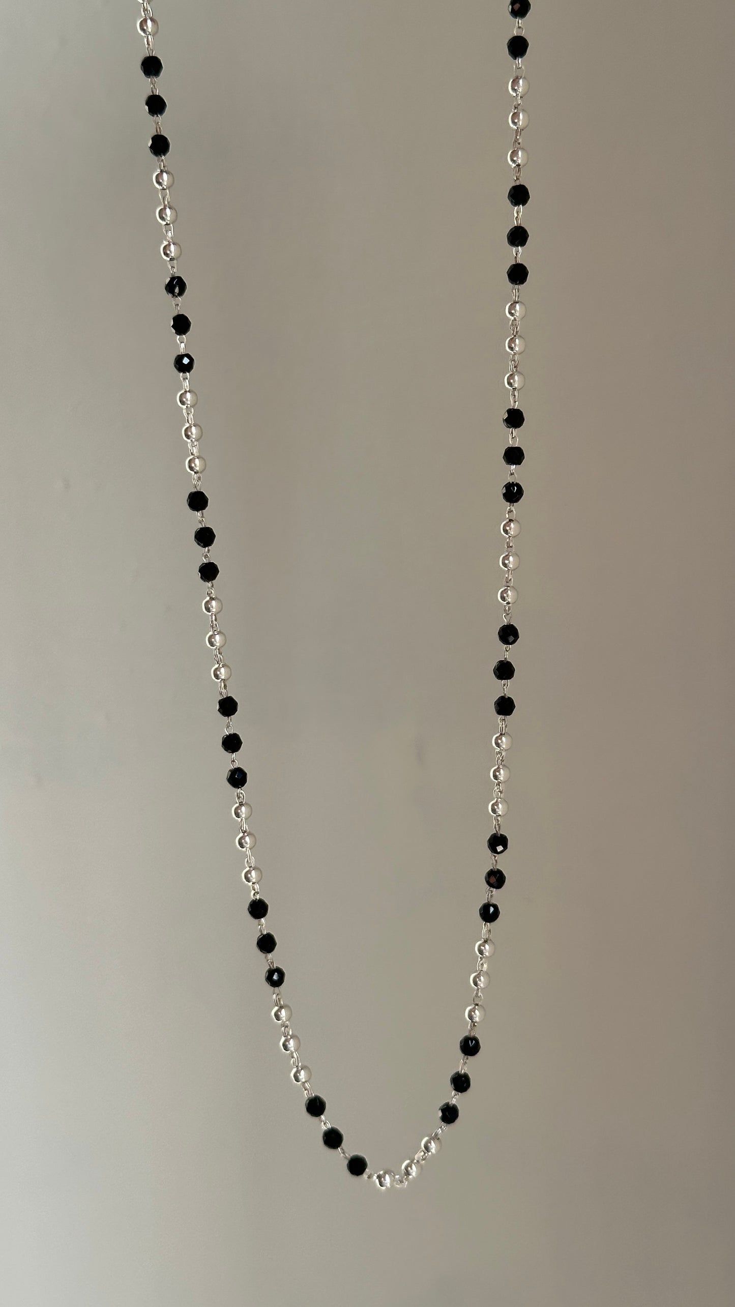 classic black bead chain worn — 925 silver nazariya bead chain