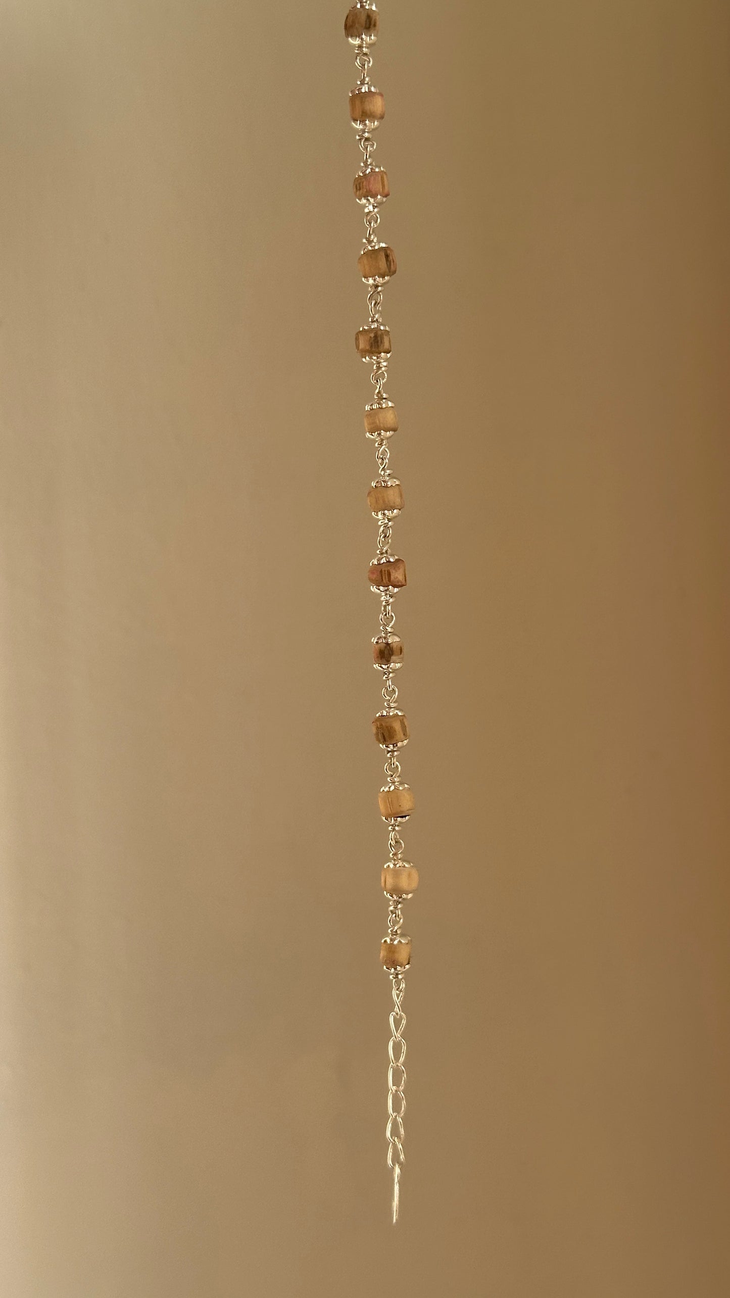 sacred tulsi bracelet worn on wrist — 925 silver tulsi bead bracelet