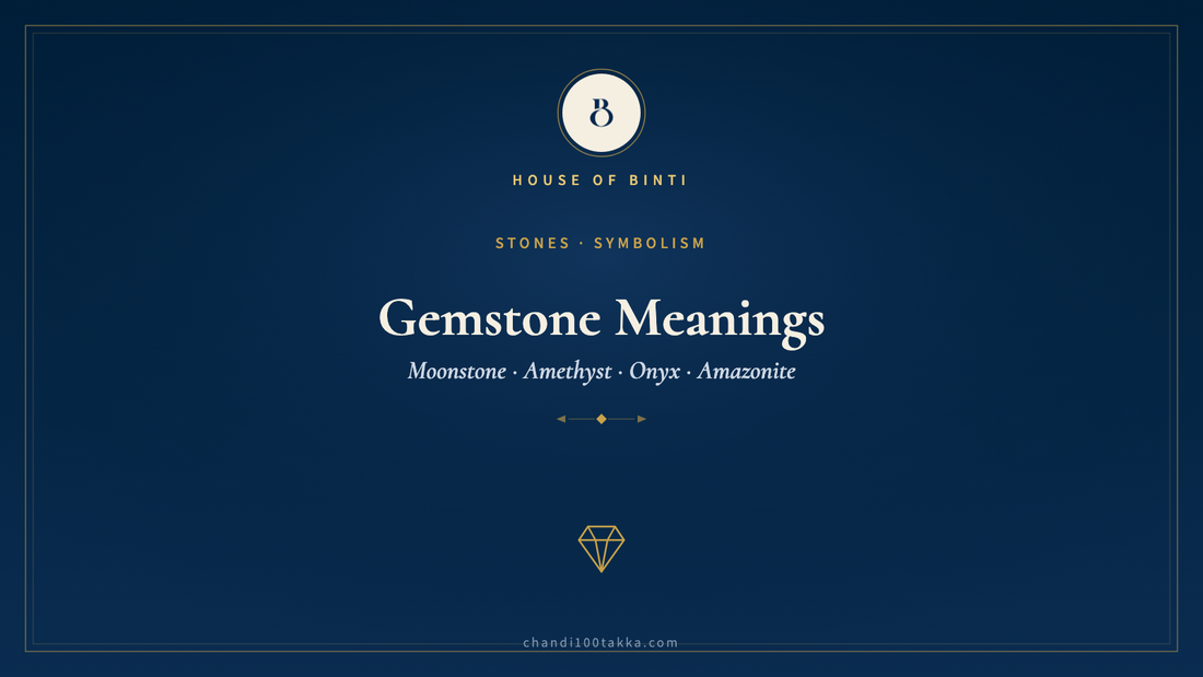 Gemstone meanings — moonstone, amethyst, onyx and amazonite, House of Binti 925 silver