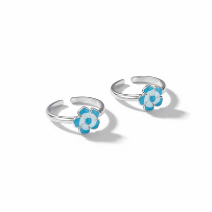 Turquoise Petal Toe Rings