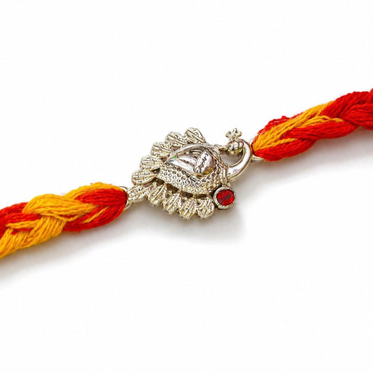 Peacock Rakhi in 925 sterling silver with elegant peacock motif, House of Binti
