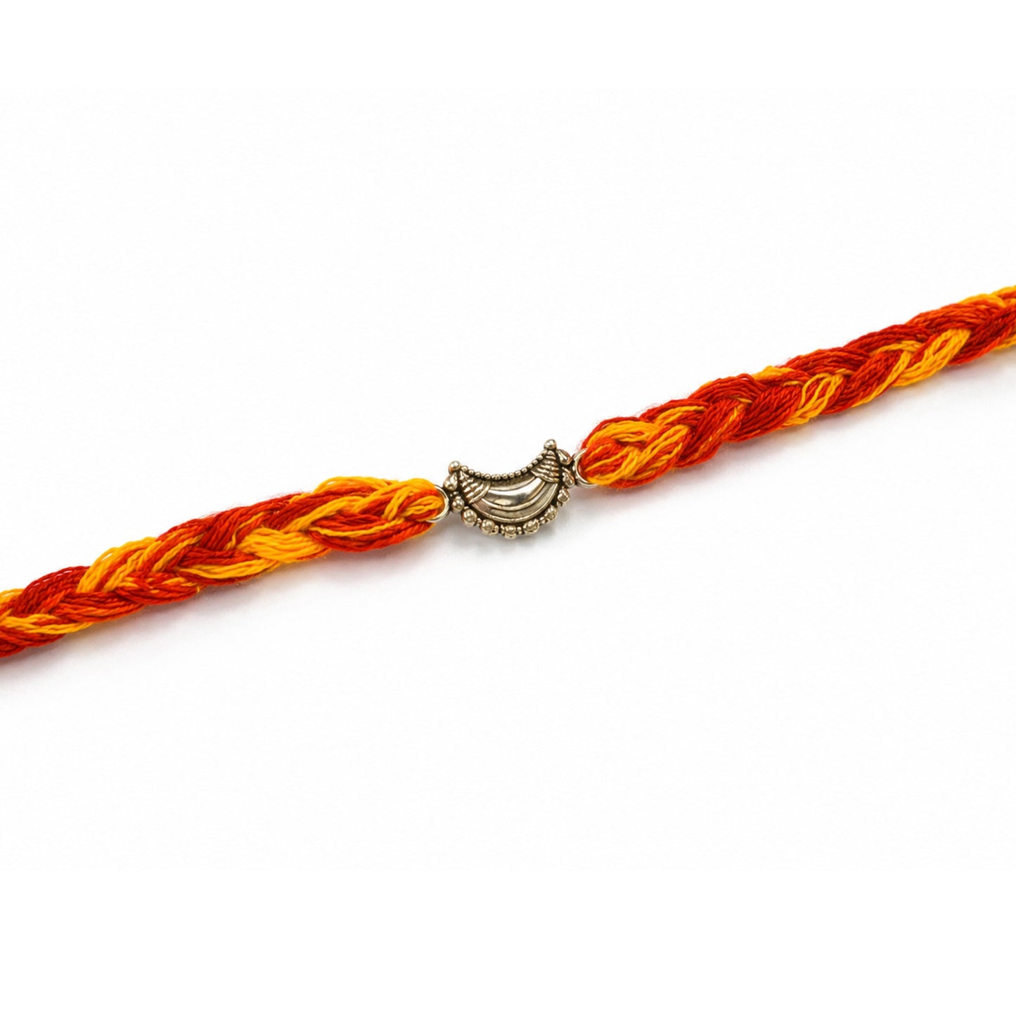 moon rakhi in oxidised 925 sterling silver with crescent moon motif, house of binti