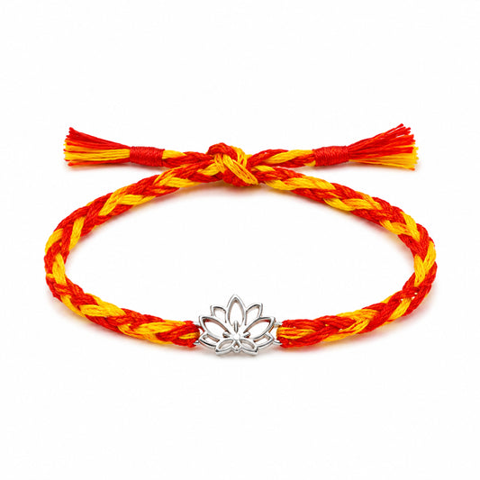 Lotus Rakhi in 925 sterling silver with lotus motif charm, House of Binti
