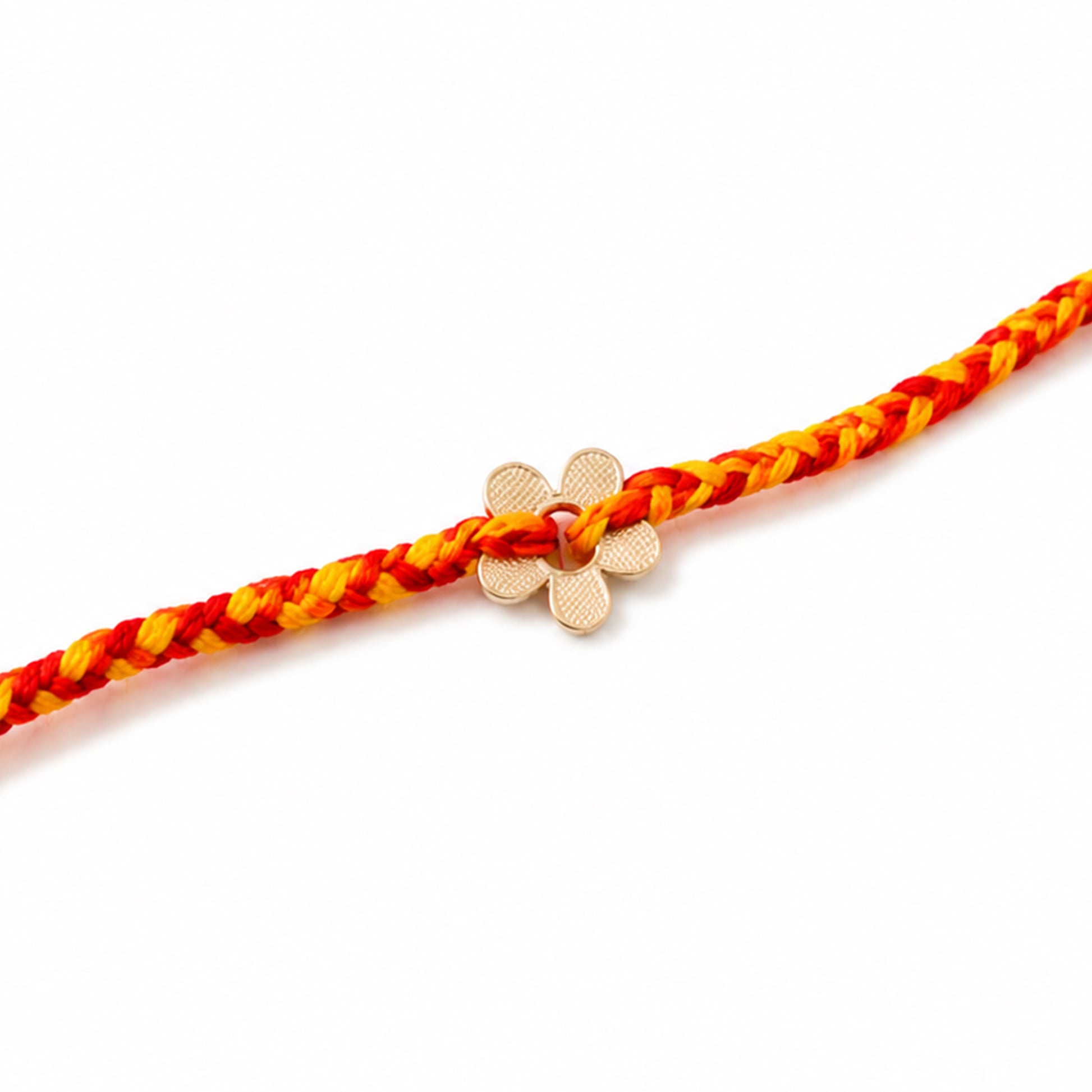 Floral Rakhi in 925 sterling silver with floral motif charm, House of Binti