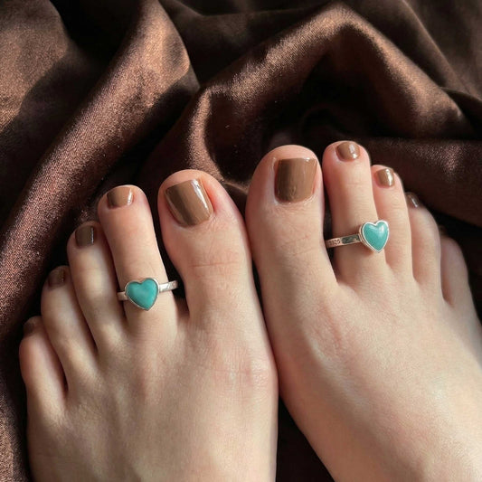 Azure Heart Toe Rings