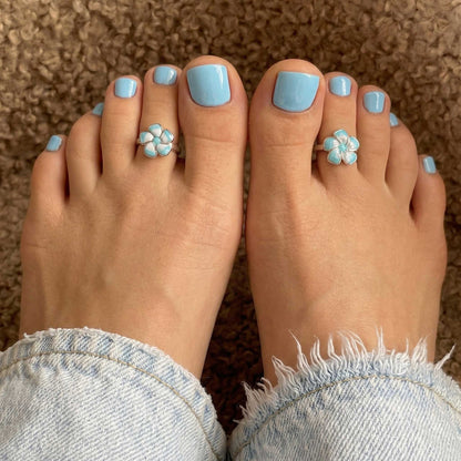 Turquoise Petal Toe Rings