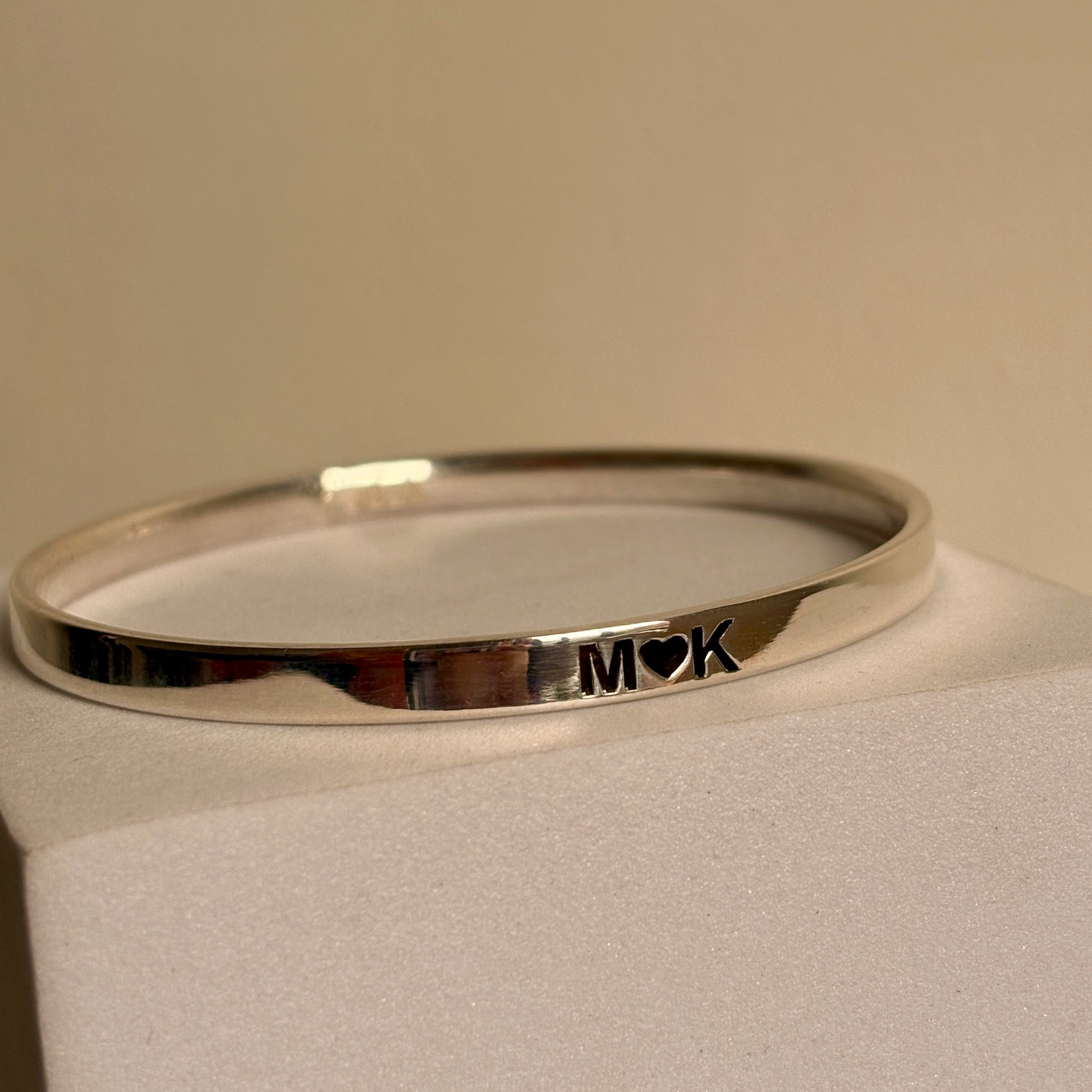 Personalized Name Kada close-up — engraved name detail on silver kada