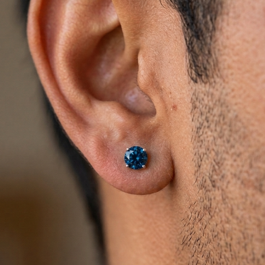sapphire glow single stud (5mm) for men