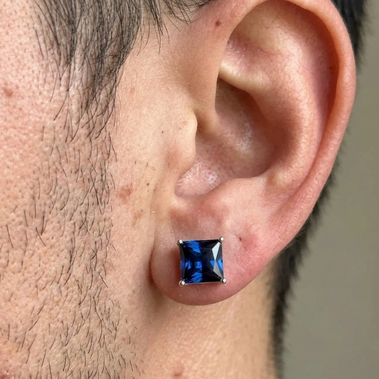 Sapphire Square Single Stud (8mm)