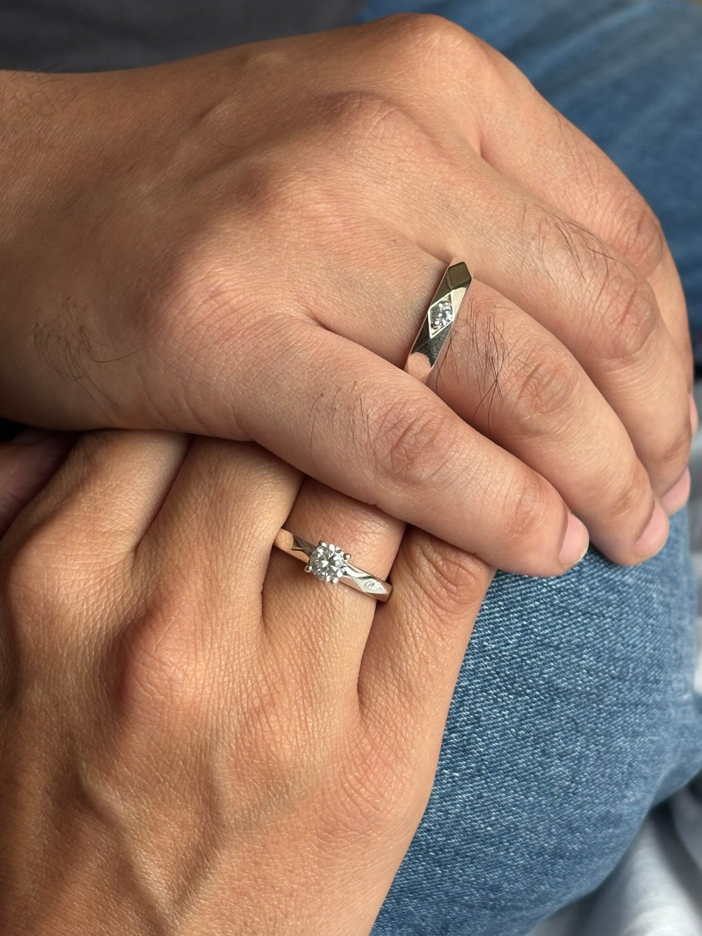 gleaming together couple rings