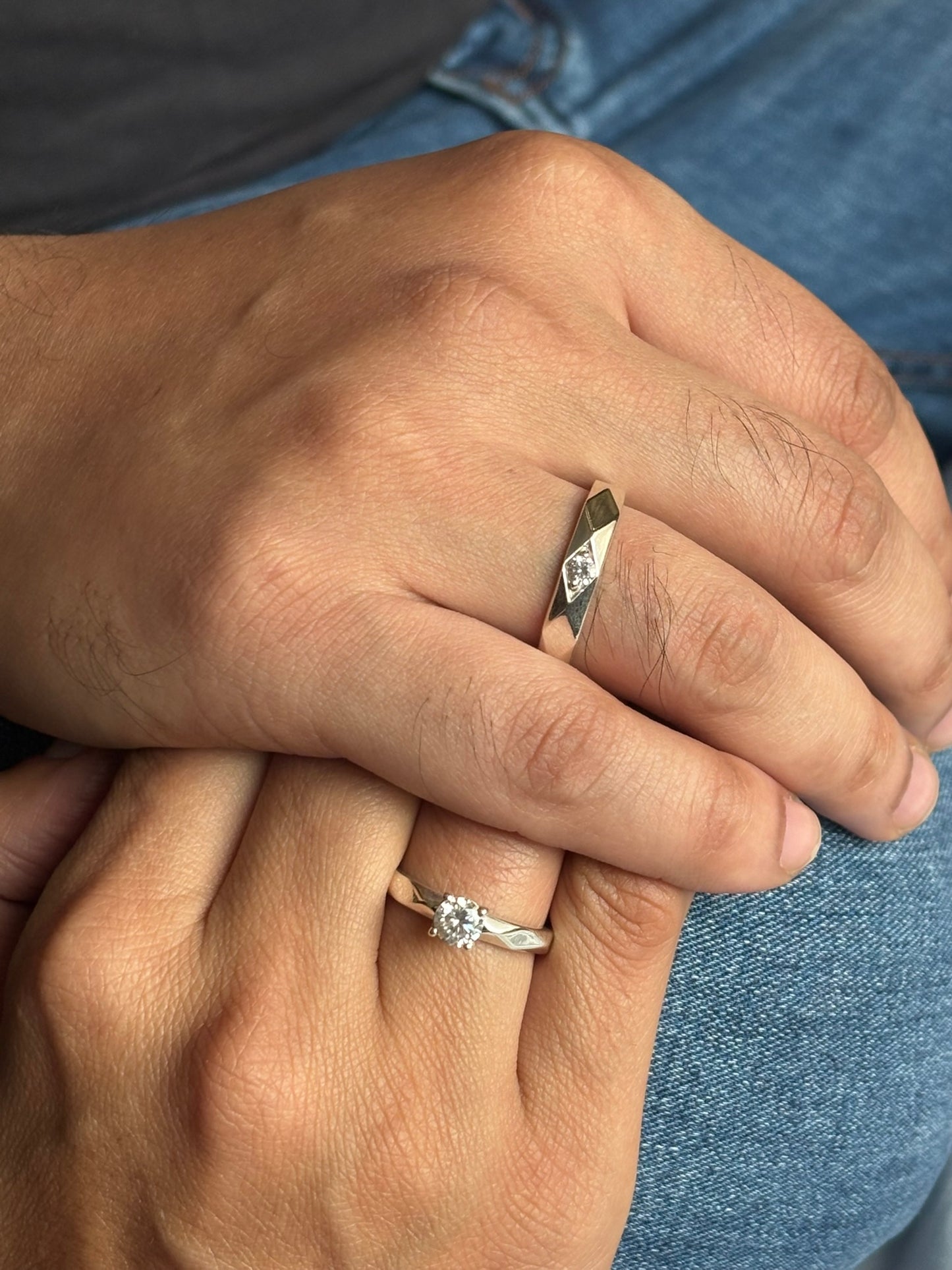 gleaming together couple rings