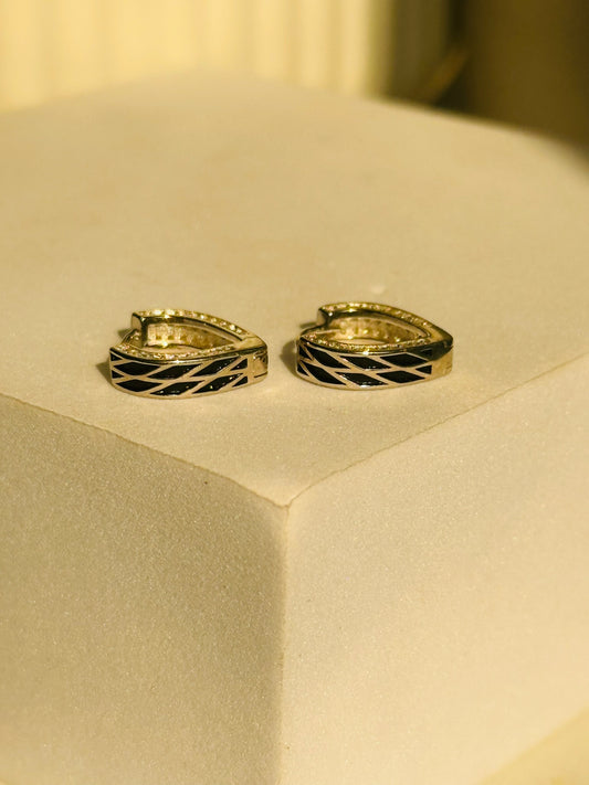 Pattern Black Enamel Hoops
