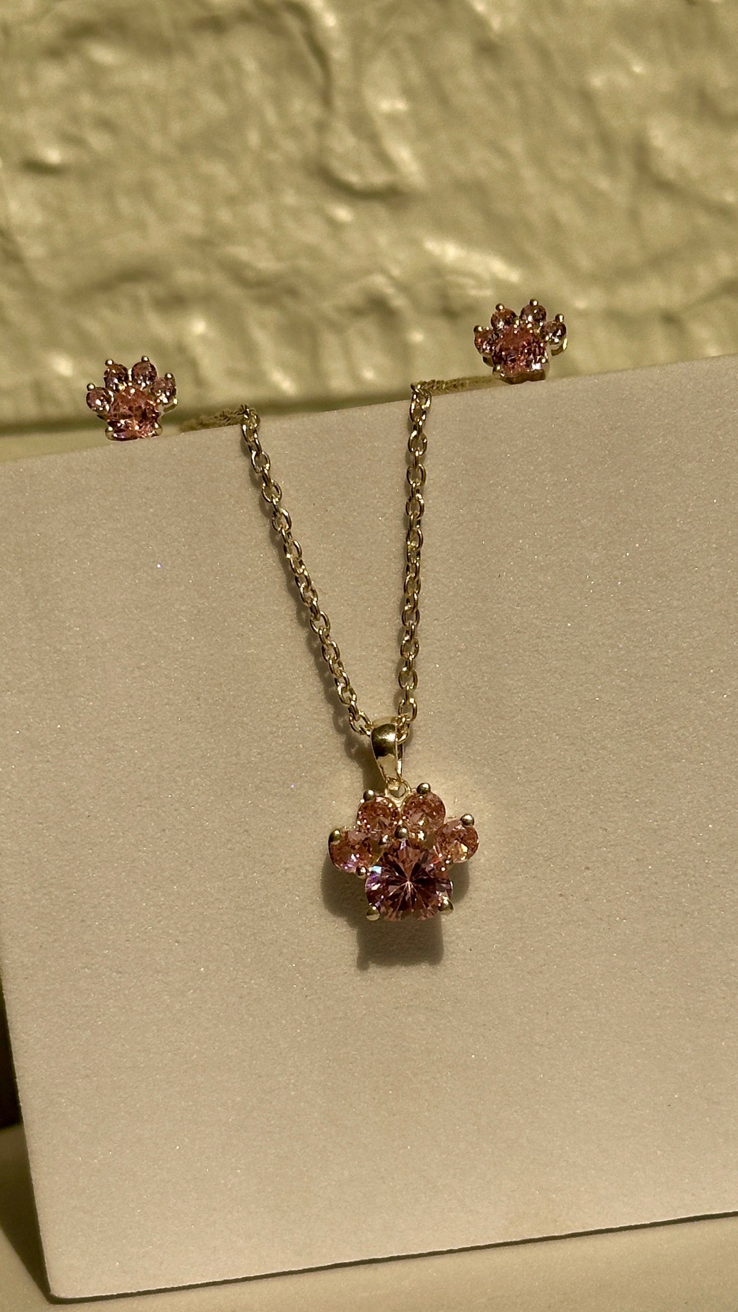 blush paw pendant set