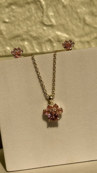 Blush Paw Pendant Set