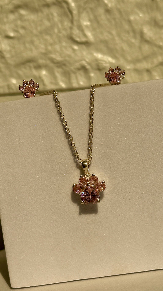 Blush Paw Pendant Set