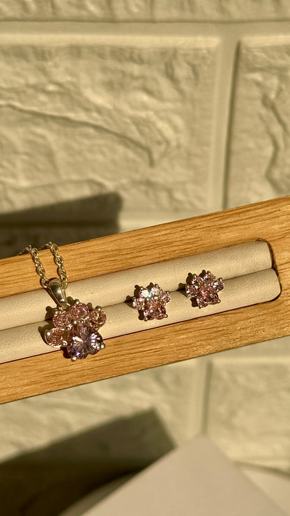 Blush Paw Pendant Set