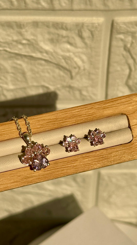 Blush Paw Pendant Set