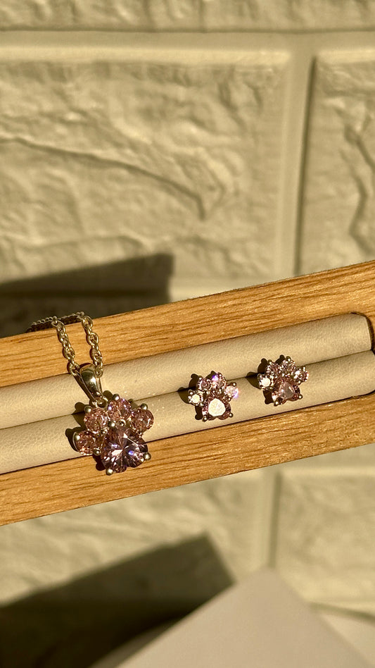 Blush Paw Pendant Set