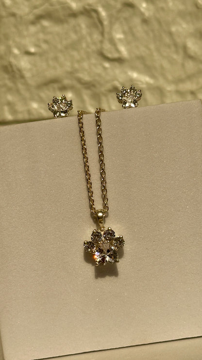 Crystal Paw Pendant Set
