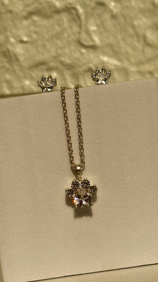 Crystal Paw Pendant Set