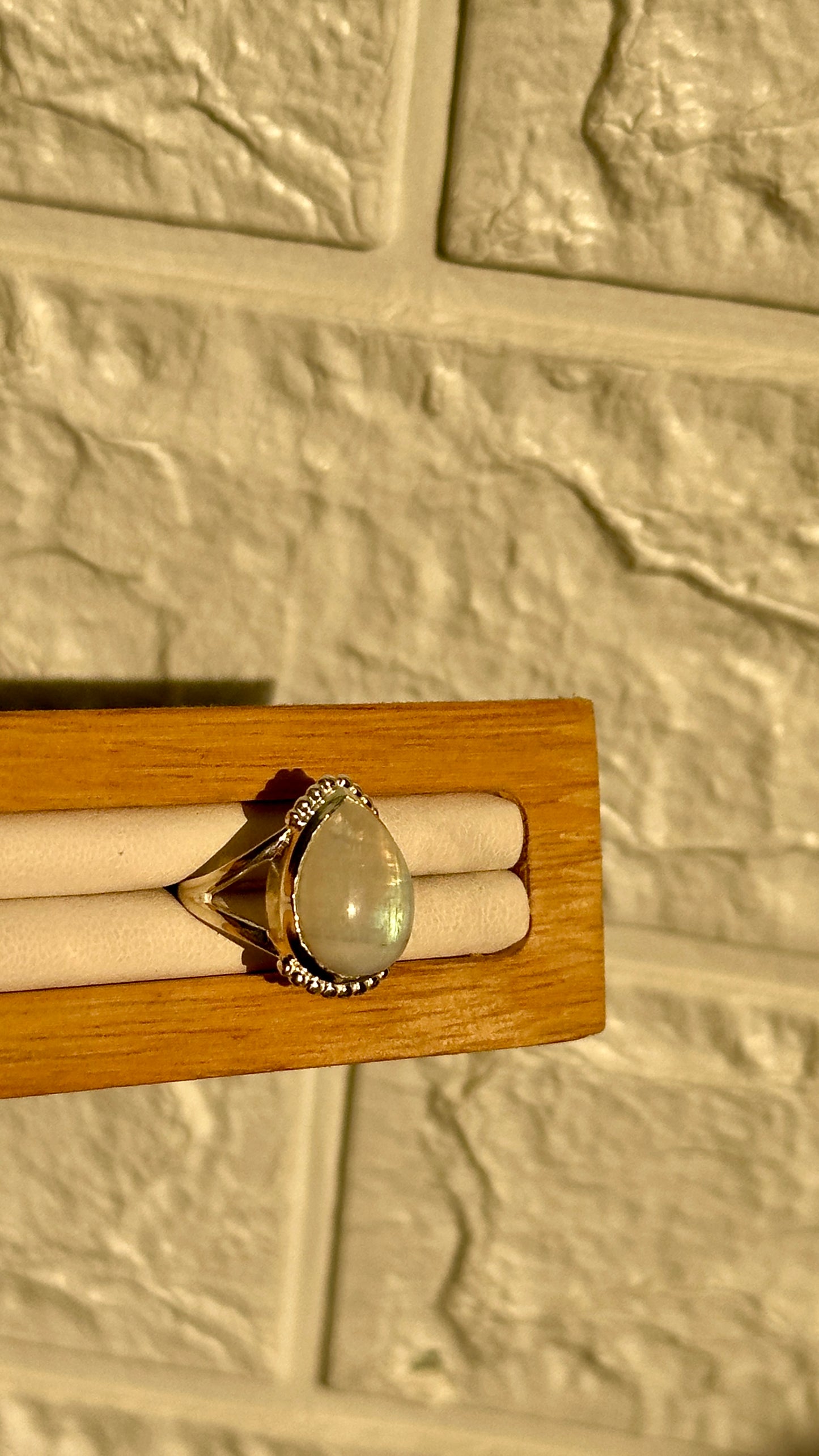moonstone teardrop ring
