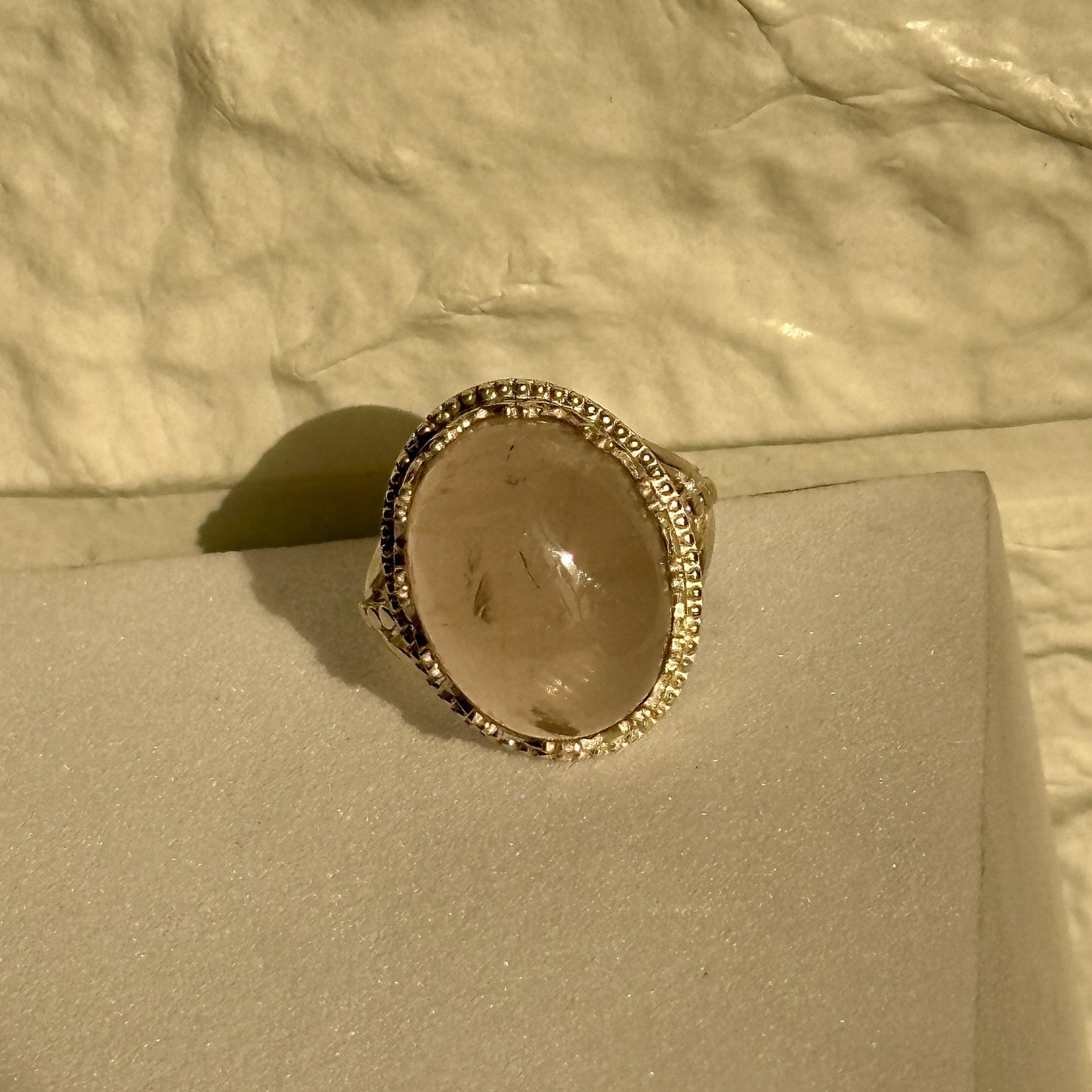 blush quartz ring