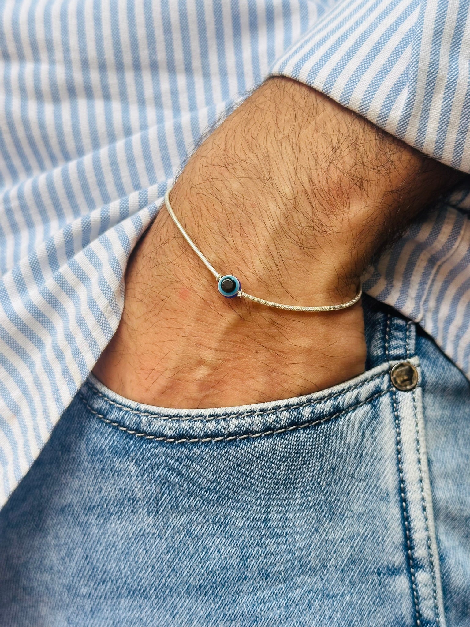 Evil Eye Snake Chain Bracelet – 925 silver | House of Binti