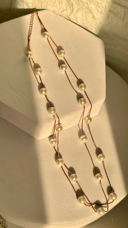 Double Line Pearl Chain (Rose Gold)