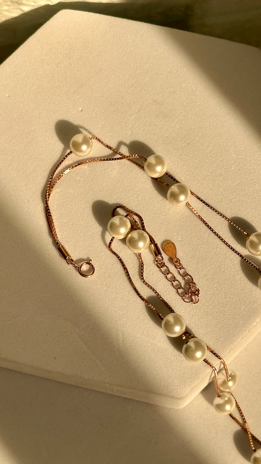 Double Line Pearl Chain (Rose Gold)