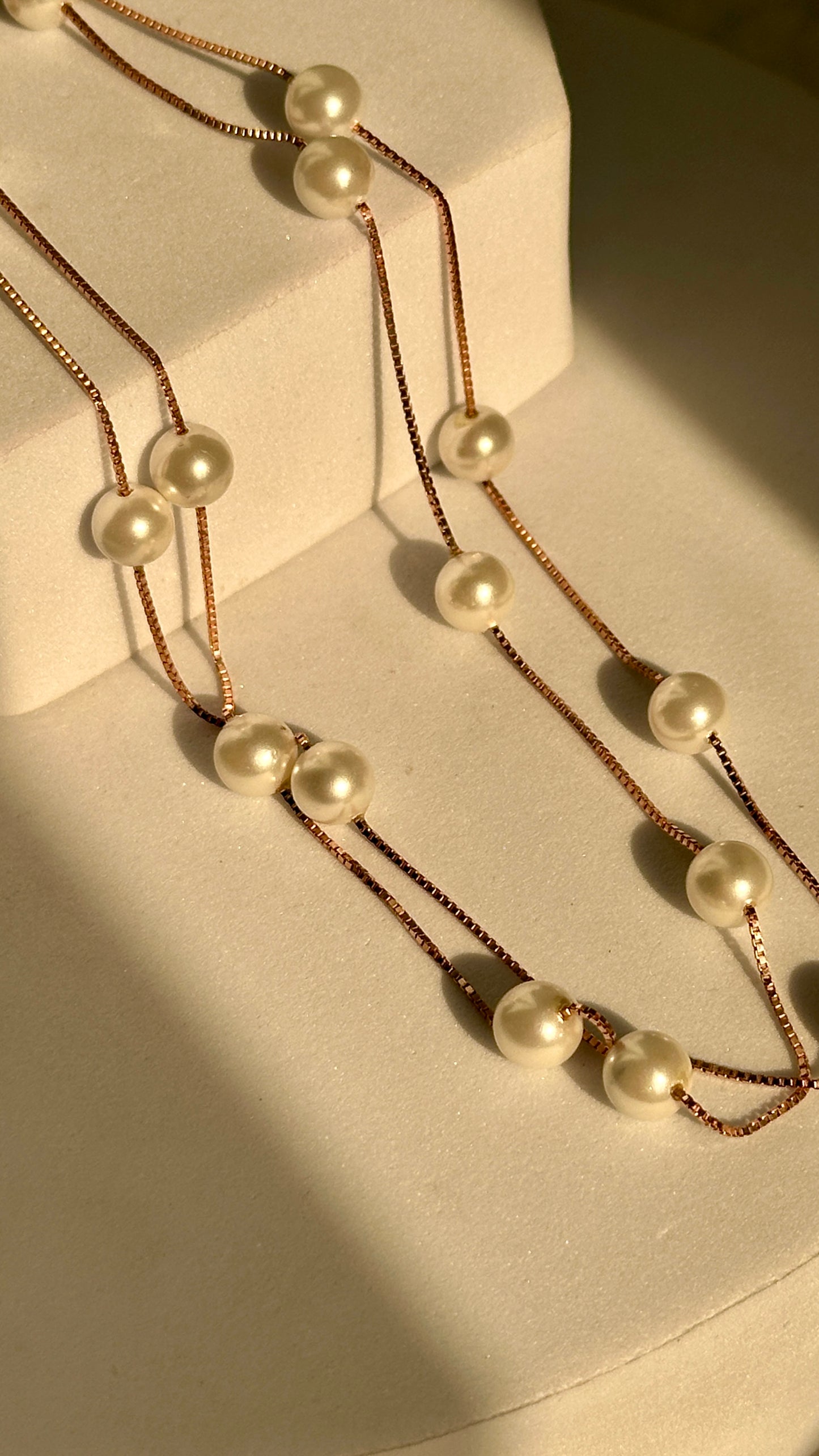 double line pearl chain (rose gold)