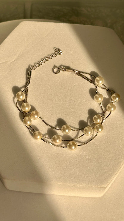 Triple Line Pearl Bracelet