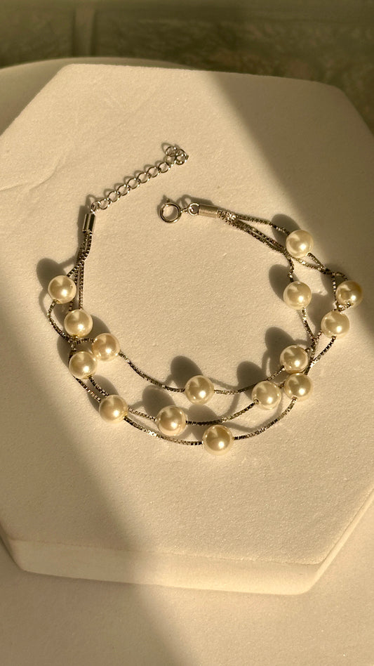 Triple Line Pearl Bracelet