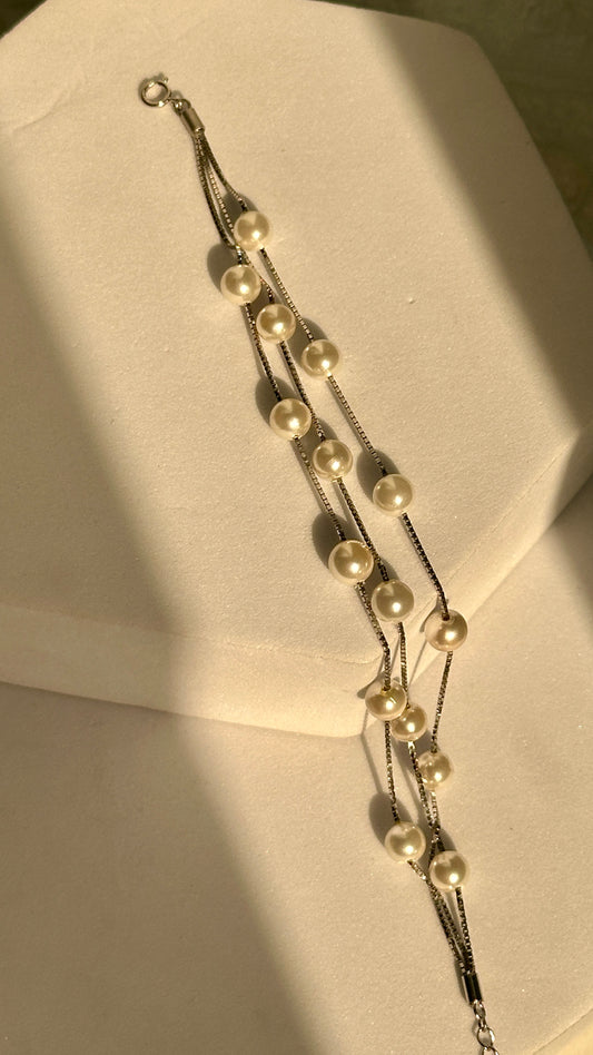 Triple Line Pearl Bracelet