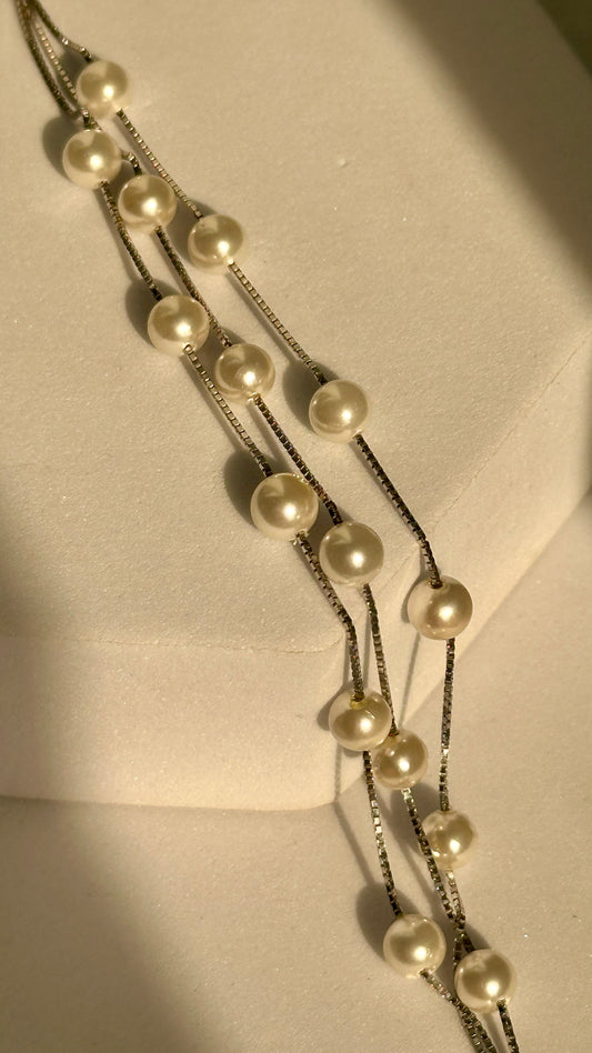 Triple Line Pearl Bracelet