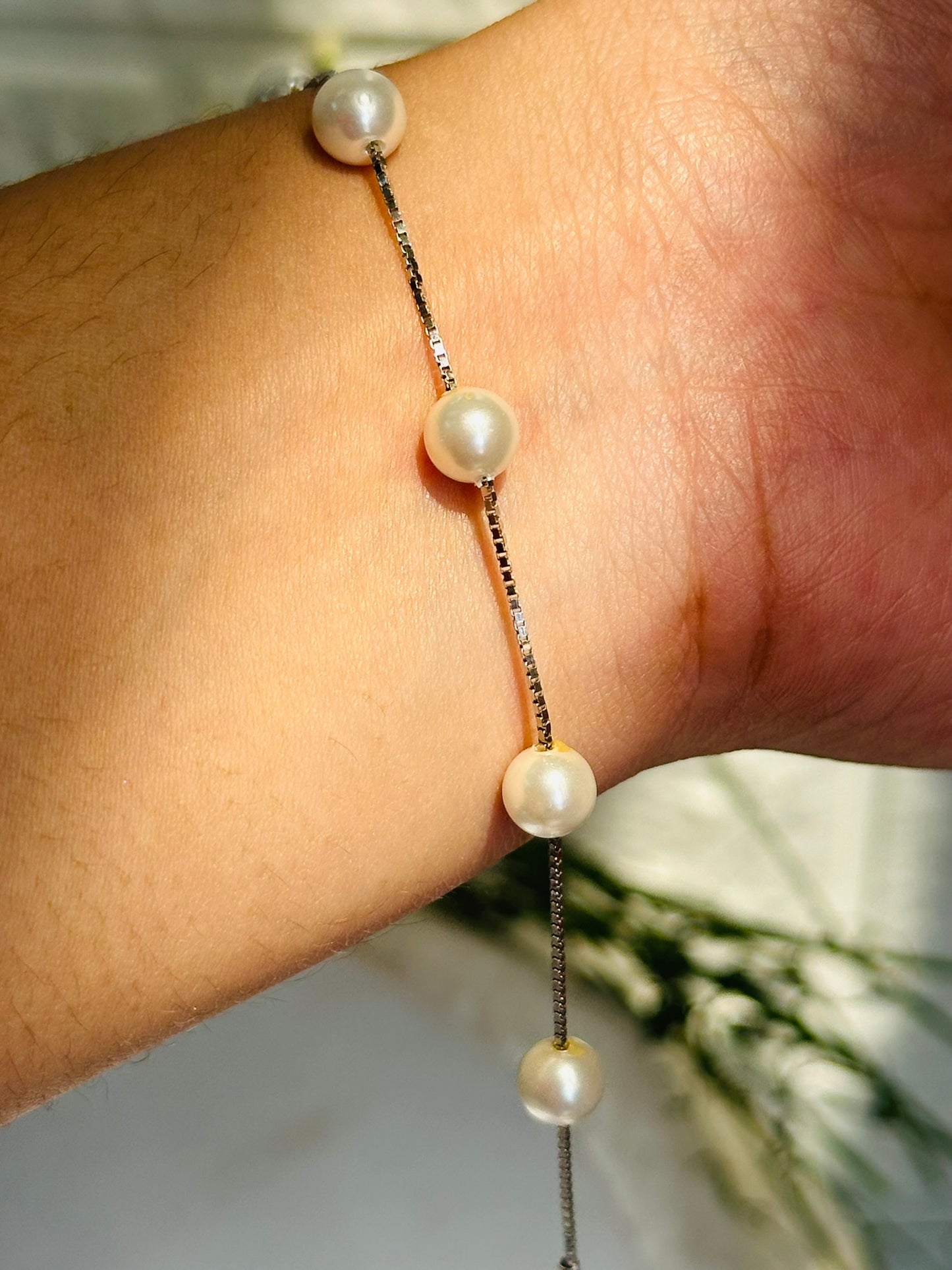 single line pearl bracelet – 925 silver | house of binti