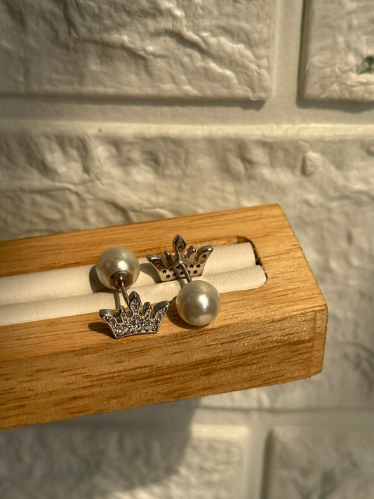 Pearl & Crown Studs