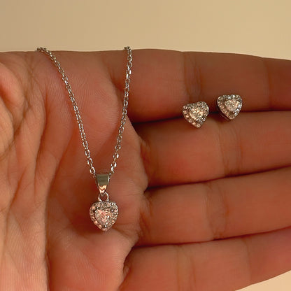 Sparkling Heart Pendant Set