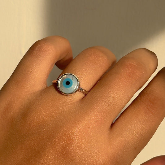 Majestic Evil Eye Ring in 925 sterling silver with 10mm nazariya statement stone, House of Binti