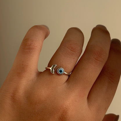 Lucky Fin Evil Eye Ring