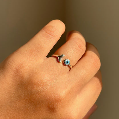 Lucky Fin Evil Eye Ring