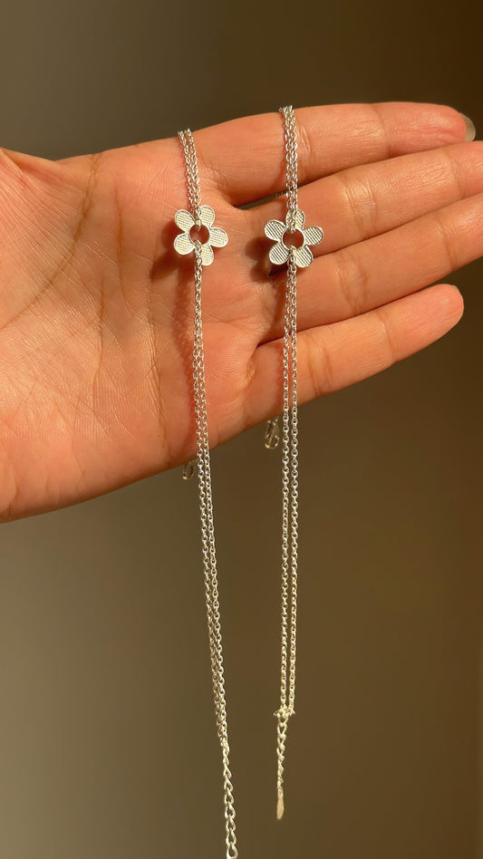 Floral Charm Anklet in 925 sterling silver payal with delicate floral motif, House of Binti