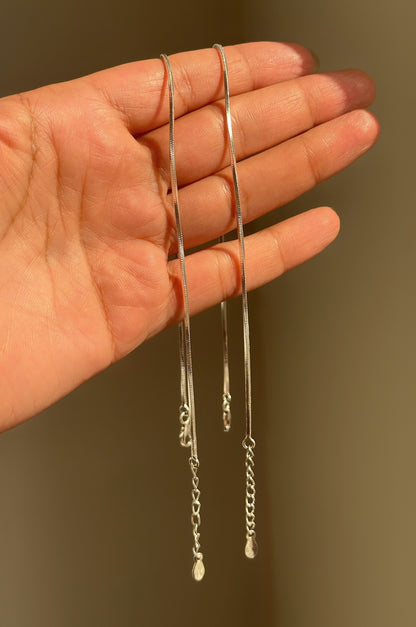 Sleek Square Snake Anklet in 925 sterling silver payal with flat geometric chain, House of Binti