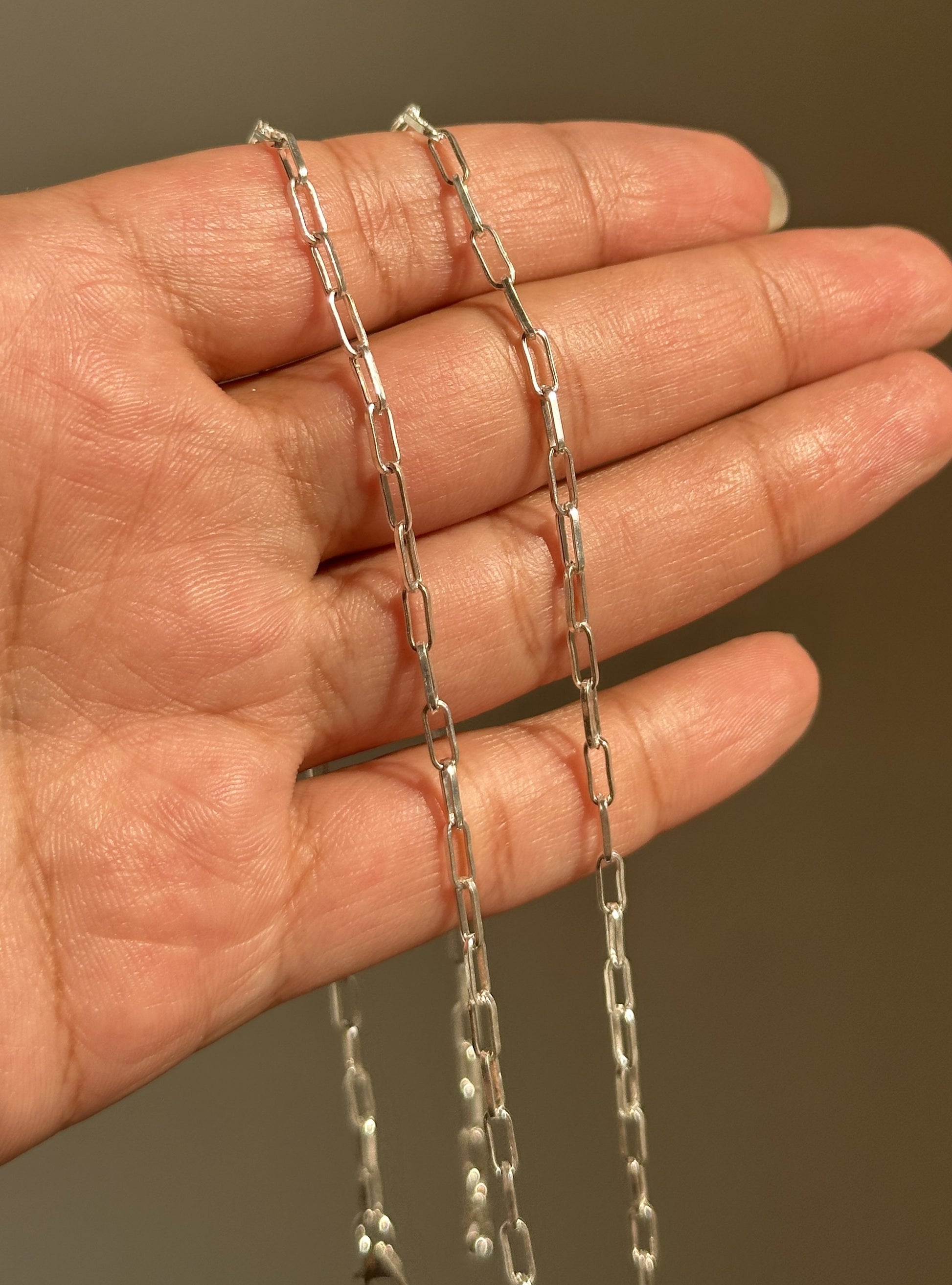 Classic Paperclip Anklet in 925 sterling silver payal with elongated links, House of Binti