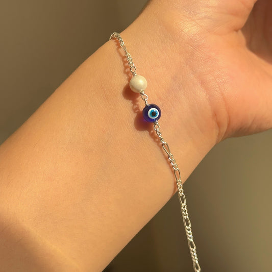 Evil Eye Pearl Bracelet
