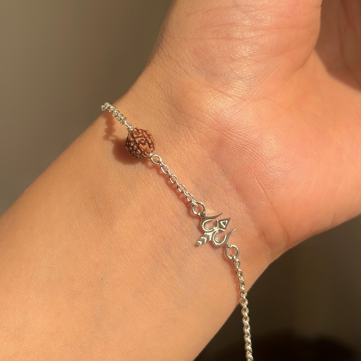 rudra trishul bracelet in 925 sterling silver with trishul symbol and rudraksha, house of binti
