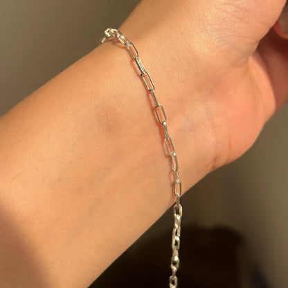 Paperclip Link Bracelet in 925 sterling silver with elongated minimal links, House of Binti
