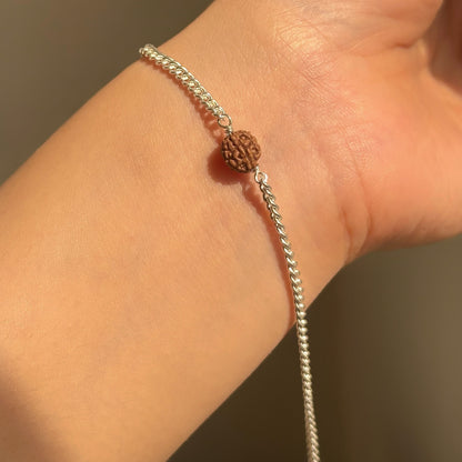 Classic Rudraksha Bracelet in 925 sterling silver with natural rudraksha bead, House of Binti