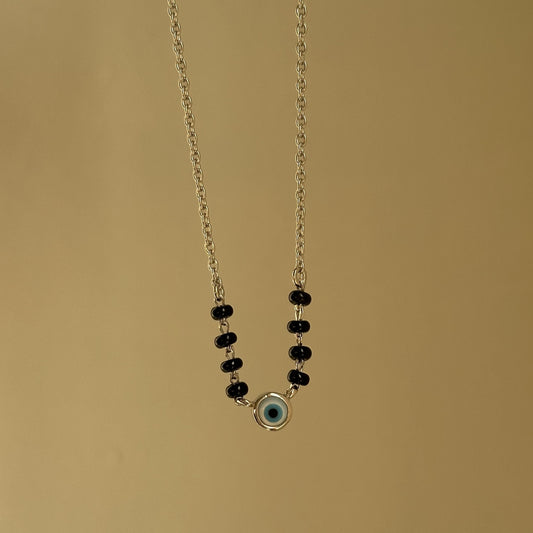 Evil Eye Essence Mangalsutra worn — minimal nazariya mangalsutra