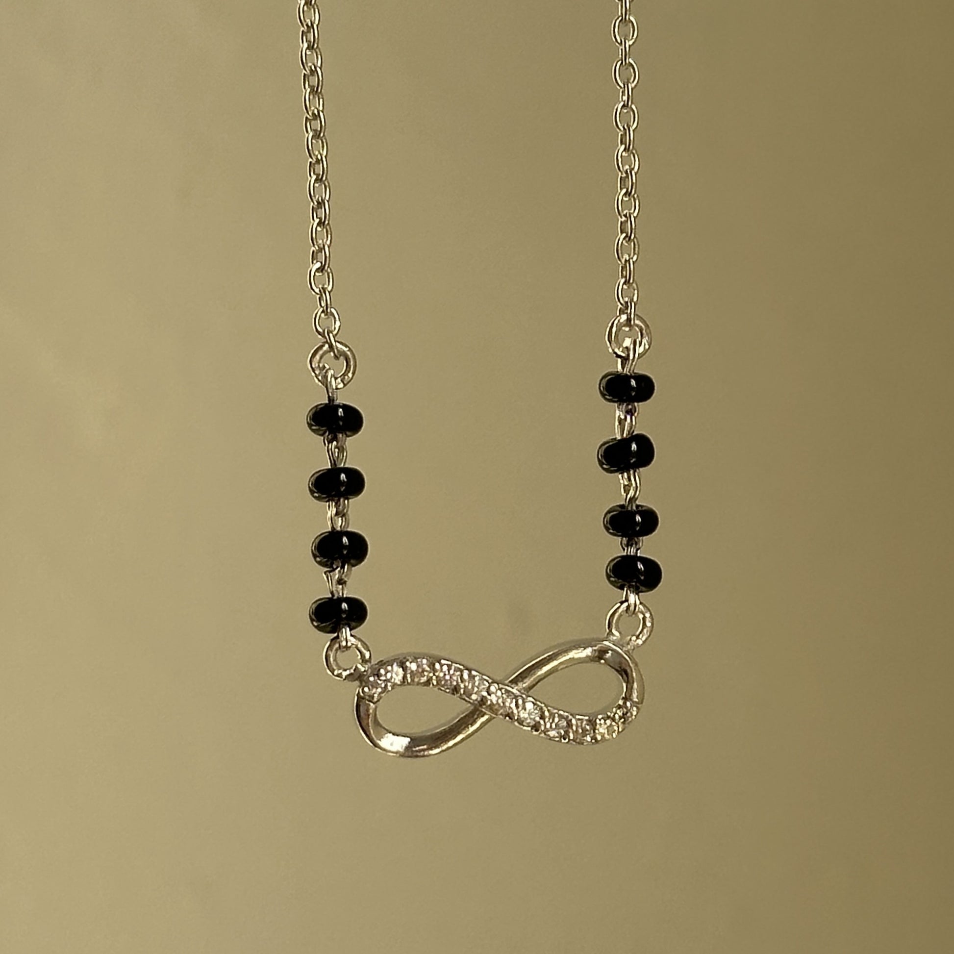 Infinity Grace Mangalsutra worn — minimal 925 silver mangalsutra