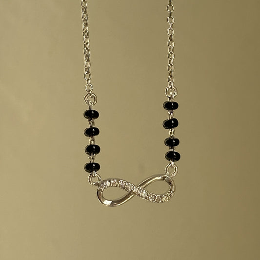 Infinity Grace Mangalsutra worn — minimal 925 silver mangalsutra